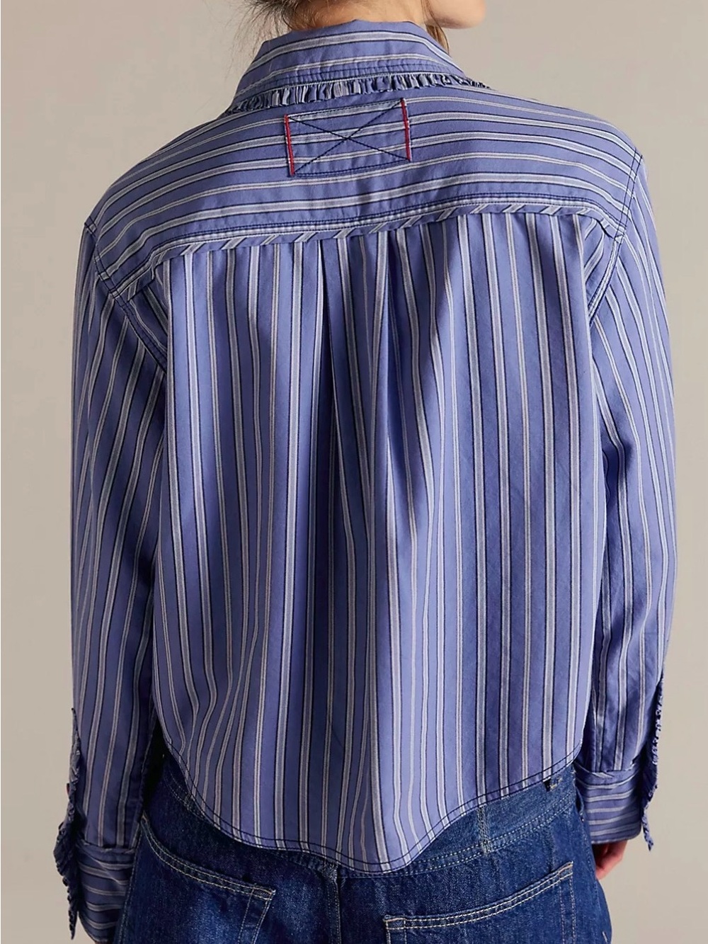 We The Free Blue Striped Button-Up Shirt - Picture 3 of 5